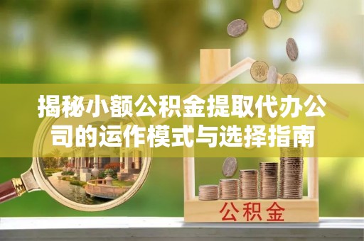 恭城揭秘小额公积金提取代办公司的运作模式与选择指南